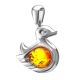 Silver Duck Pendant With Cognac Amber, image , picture 2