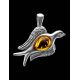 Silver Dove Pendant With Cognac Amber, image , picture 2