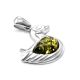 Silver Duck Pendant With Green Amber, image , picture 3
