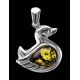 Silver Duck Pendant With Green Amber, image , picture 4