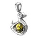 Silver Duck Pendant With Green Amber, image , picture 2