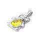 Silver Teddy Bear Pendant With Lemon Amber, image , picture 4