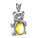 Silver Teddy Bear Pendant With Lemon Amber, image , picture 5