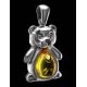 Silver Teddy Bear Pendant With Lemon Amber, image , picture 2
