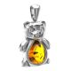 Silver Teddy Bear Pendant With Cognac Amber, image , picture 5