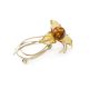 Cognac Amber Brooch In Gold Plated Silver The Beoluna, image , picture 3