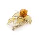 Gold Plated Brooch With Cherry Amber The Beoluna, image , picture 3