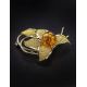 Gold Plated Brooch With Cherry Amber The Beoluna, image , picture 2