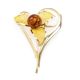Cognac Amber Brooch In Gold Plated Silver The Beoluna, image , picture 3