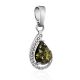 Elegant Silver Pendant With Green Amber Center Stone, image , picture 3