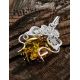 Exclusive Handcrafted Silver Pendant With Polished Green Amber Stone The Dew, image , picture 2