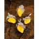 Exclusive Handcrafted Silver Pendant With Polished Natural Amber Stone The Dew, image , picture 4