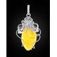Handcrafted Silver Pendant With Polished Lemon Yellow Amber Stone The Dew, image , picture 2