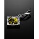 Stylish Glossy Silver Pendant With Green Amber The Hermitage, image , picture 2