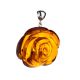 Large Carved  Flower Amber Pendant in Sterling Silver The Rose, image , picture 3