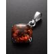 Square Silver Pendant With Cognac Amber The Byzantium, image , picture 2