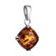 Square Silver Pendant With Cognac Amber The Byzantium, image , picture 3