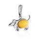 Silver Puppy Pendant With Honey Amber, image , picture 3