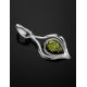 Elegant Silver Pendant With Teardrop Green Amber The Fiori, image , picture 2
