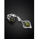 Elegant Silver Pendant With Teardrop Green Amber The Fiori, image , picture 4