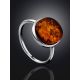 Minimalist Design Silver Amber Ring The Monaco, Ring Size: 5.5 / 16, image , picture 2