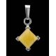Square Amber Pendant In Sterling Silver The Ovation, image , picture 2