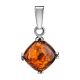Square Amber Pendant In Silver The Byzantium, image , picture 4