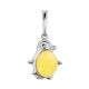 Silver Penguin Pendant With Honey Amber, image , picture 2