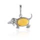Silver Puppy Pendant With Honey Amber, image 