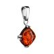 Square Amber Pendant In Silver The Byzantium, image 