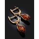 Luminous Gold Amber Earrings The Snowdrop, image , picture 2