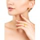 Stylish Gold Amber Earrings With Crystals The Scandinavia, image , picture 2