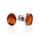 Silver Amber Stud Earrings The Monaco, image 