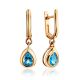 Classic Teardrop Design Gold Topaz Earrings, image 