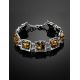 Geometric Design Silver Amber Link Bracelet The Hermitage, Length: 18, image , picture 2