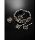 Geometric Design Silver Amber Link Bracelet The Hermitage, Length: 18, image , picture 5