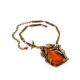 Voluptuous Floral Motif Amber Brass Necklace The Pandora, Length: 47, image , picture 3