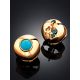 Amazing Sphere Design Gold Turquoise Earrings, image , picture 2