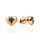 Cute Heart Shaped Gold Topaz Earrings, image 
