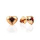 Heart Motif Gold Garnet Stud Earrings, image 