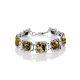 Geometric Design Silver Amber Link Bracelet The Hermitage, Length: 18, image 