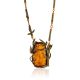 Voluptuous Floral Motif Amber Brass Necklace The Pandora, Length: 47, image 