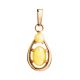 Stylish Honey Amber Pendant In Gold-Plated Silver The Prussia, image 