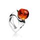Futuristic Silver Ring With Cognac Amber The Jupiter, Ring Size: 8 / 18, image 