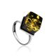 Adjustable Silver Ring With Square Cut Green Amber The Sugar, image 