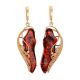 Bold Gold-Plated Earrings With Luminous Cherry Amber The Dew, image 