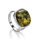 Green Amber Ring In Sterling Silver The Copenhagen, Ring Size: 11.5 / 21, image 