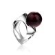 Stylish Silver Ring With Cherry Amber The Jupiter, Ring Size: 5 / 15.5, image 