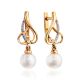 Elegant Gold Pearl Earrings, image 