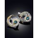 Feather Motif Silver Topaz Earrings, image , picture 2